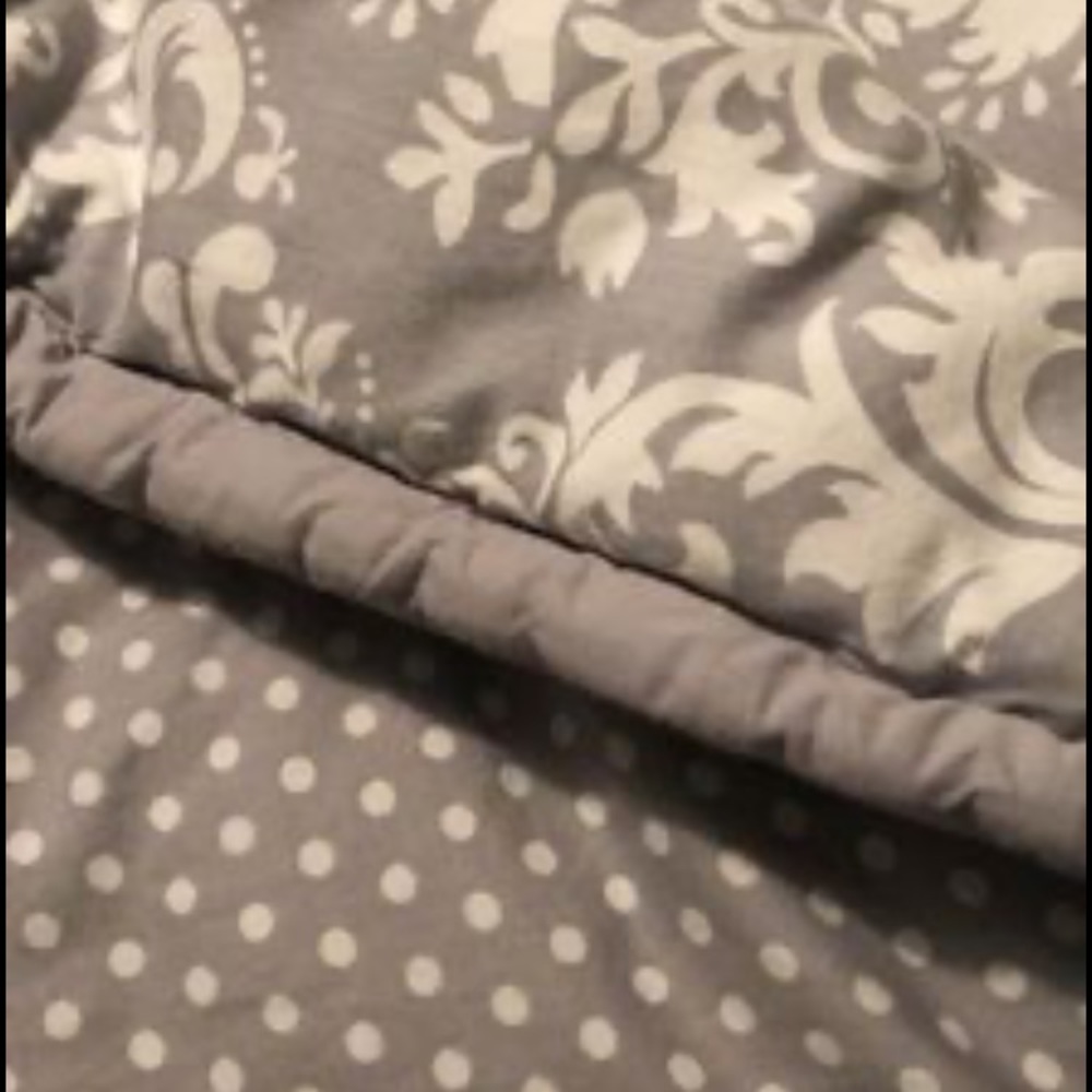 EUC gray and white baby bedding